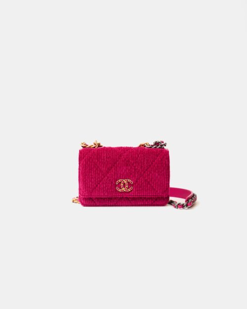 Chanel 19 Wallet on Chain Fuchsia Corduroy