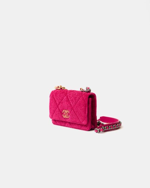 Chanel 19 Wallet on Chain Fuchsia Corduroy