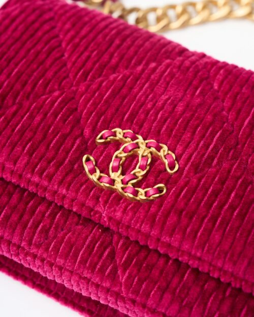 Chanel 19 Wallet on Chain Fuchsia Corduroy