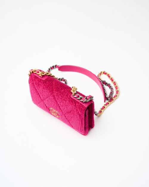 Chanel 19 Wallet on Chain Fuchsia Corduroy