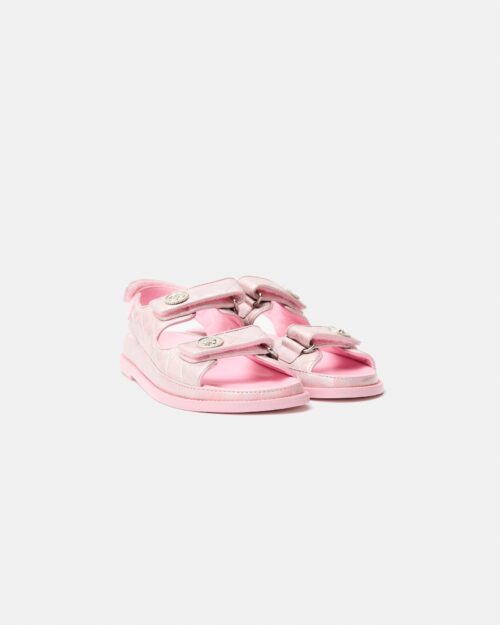 Chanel Pink Laminated Calfskin Dad Sandals 37