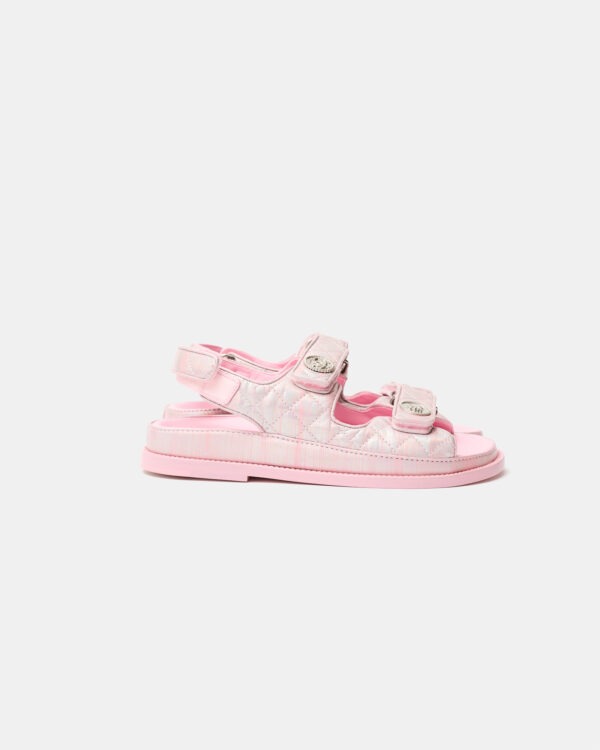 Chanel Pink Laminated Calfskin Dad Sandals 37