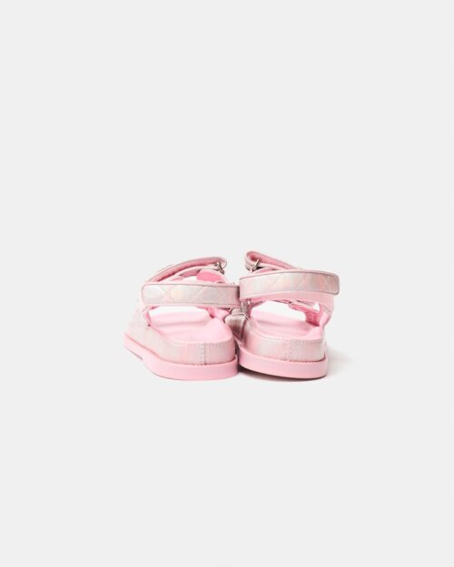 Chanel Pink Laminated Calfskin Dad Sandals 37