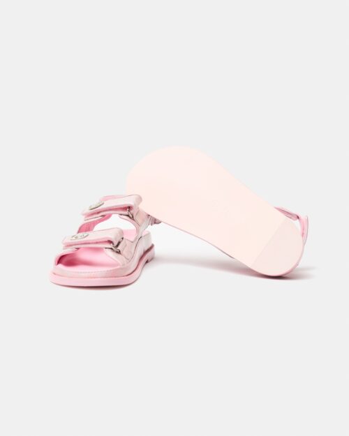 Chanel Pink Laminated Calfskin Dad Sandals 37