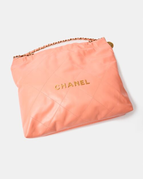 Chanel 22 Light Orange Lambskin Gold-Tone Metal