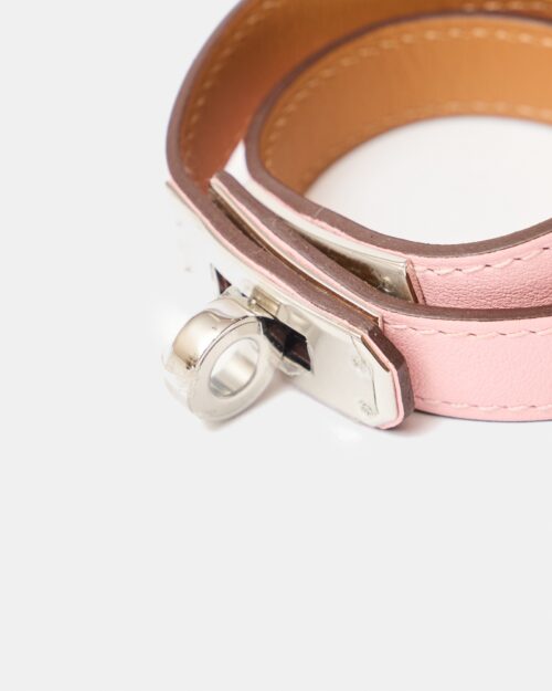 Hermès Mini Kelly Double Tour Rose Sakura Swift Bracelet PHW