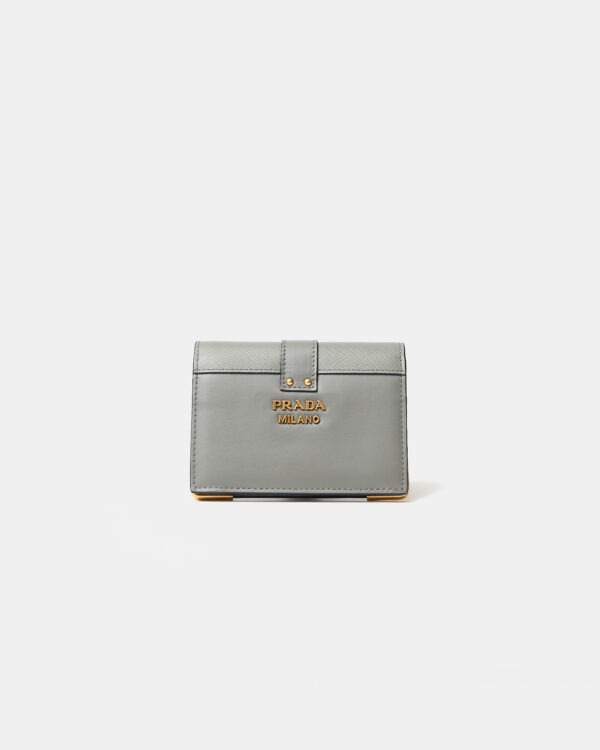 Prada Cloudy Gray Small Saffiano Wallet