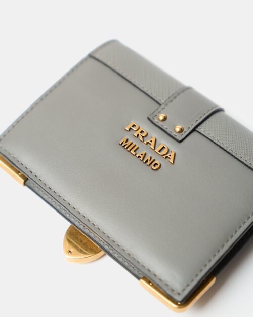 Prada Cloudy Gray Small Saffiano Wallet