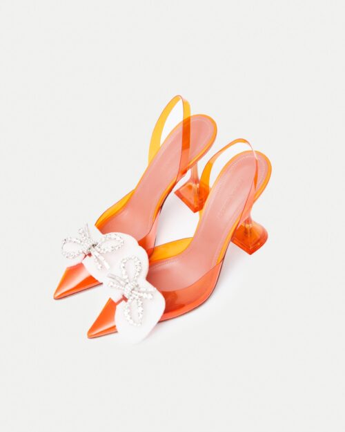 Amina Muaddi Rosie Glass PVC Orange Slingback Pump