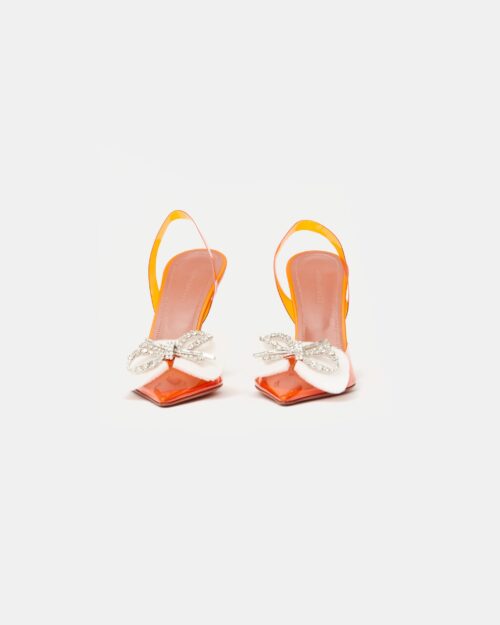 Amina Muaddi Rosie Glass PVC Orange Slingback Pump