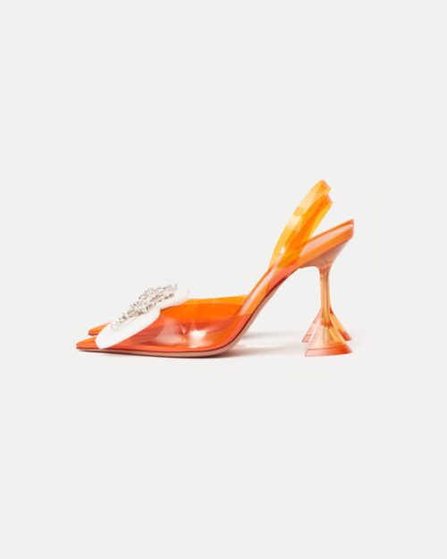 Amina Muaddi Rosie Glass PVC Orange Slingback Pump