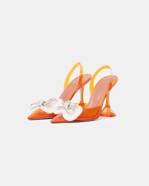 Amina Muaddi Rosie Glass PVC Orange Slingback Pump