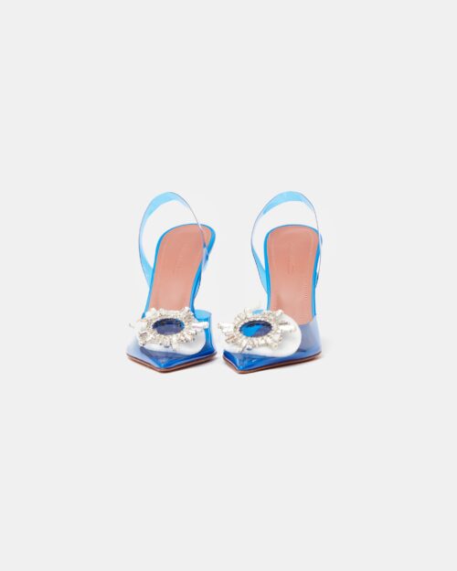 Amina Muaddi Begum Glass PVC Electric Blue Slingback Pump