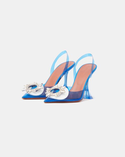 Amina Muaddi Begum Glass PVC Electric Blue Slingback Pump