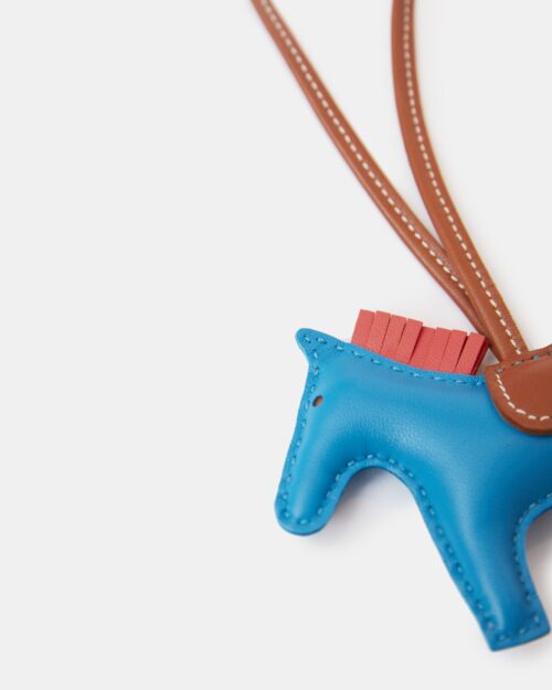 Hermès Grigri Rodeo Horse Bleu Zanzibar/Rose Texas/Gold PM