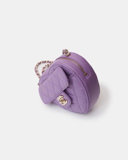 Chanel Heart Bag Medium Purple Lambskin Gold-Tone Metal