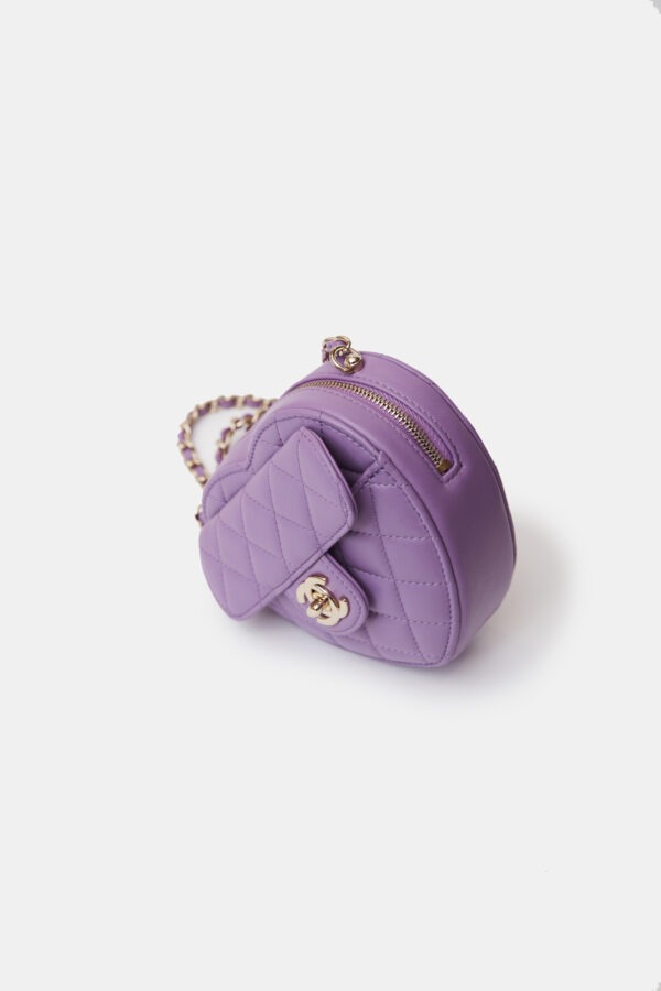 Chanel Heart Bag Medium Purple Lambskin Gold-Tone Metal