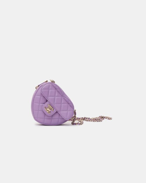 Chanel Heart Bag Medium Purple Lambskin Gold-Tone Metal