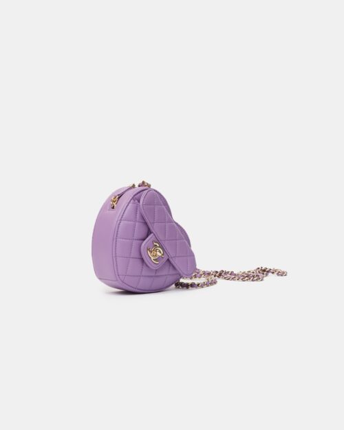 Chanel Heart Bag Medium Purple Lambskin Gold-Tone Metal