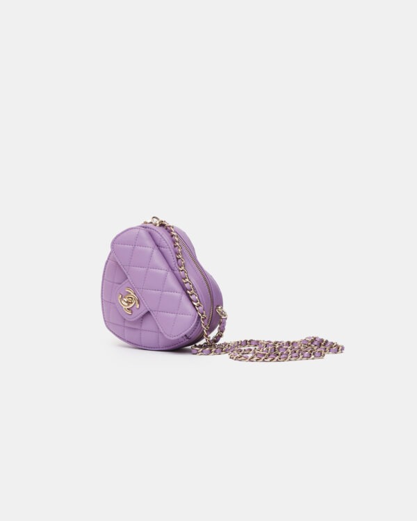 Chanel Heart Bag Medium Purple Lambskin Gold-Tone Metal
