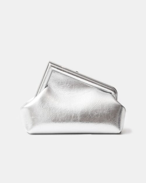 Fendi First Small Silver Laminated Clutch