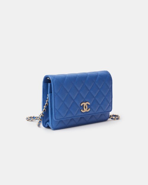 Chanel Wallet on Chain Blue Caviar Gold-Tone Metal