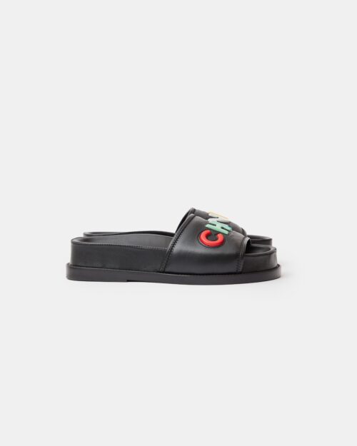 Chanel Black Multicolor Lambskin Mules