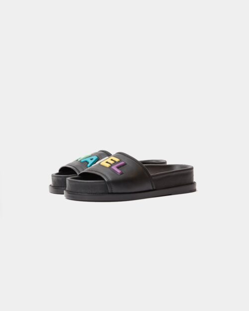 Chanel Black Multicolor Lambskin Mules