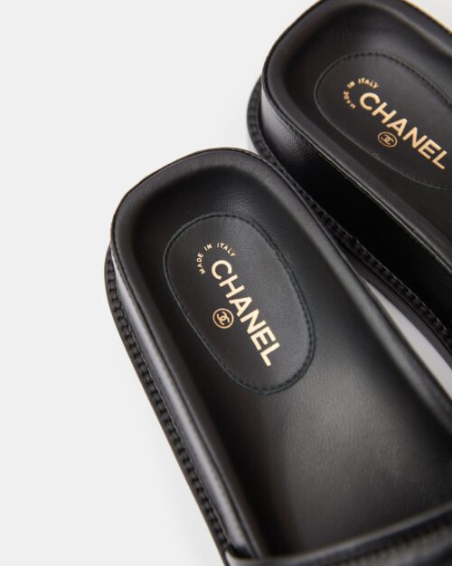 Chanel Black Multicolor Lambskin Mules