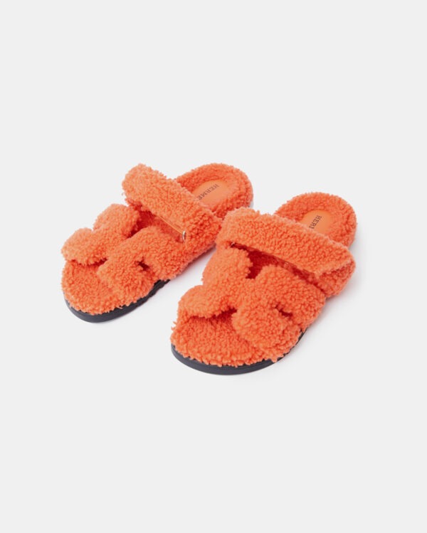 Hermès Chypre Peau Lainee Orange Sandals