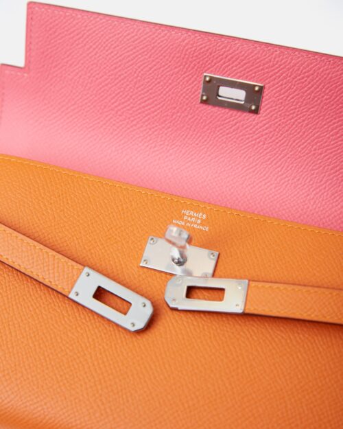 Hermès Kelly Classic Wallet Apricot Rose Azalee Epsom PHW