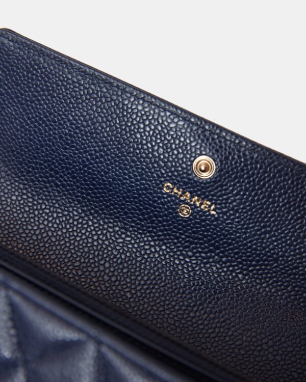 Chanel Boy Long Flap Wallet Blue Caviar Gold Hardware