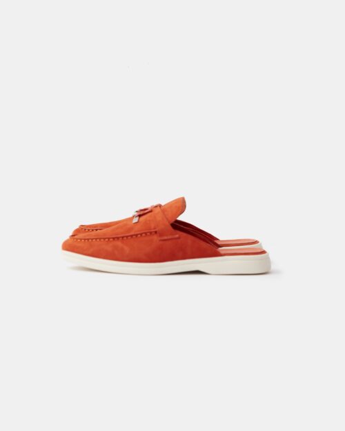 Loro Piana Charms Walk Babouche Orange Loafers