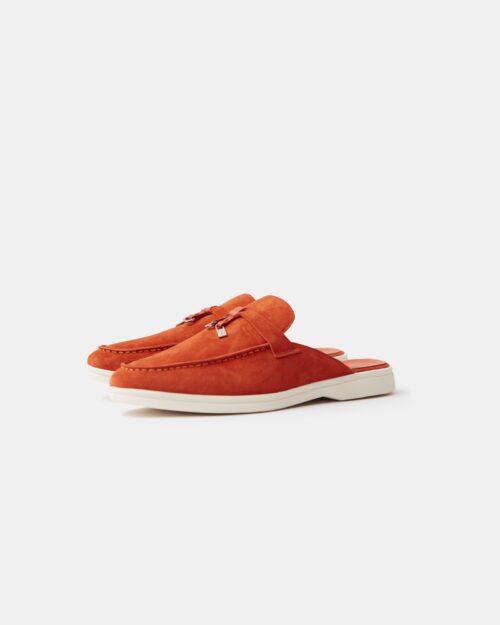 Loro Piana Charms Walk Babouche Orange Loafers