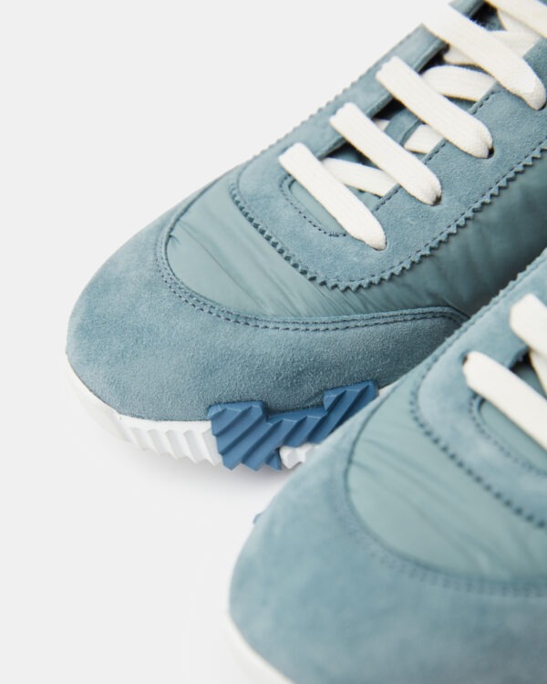 Hermès Bouncing Bleu Pinede Parachute Fabric Suede Sneakers