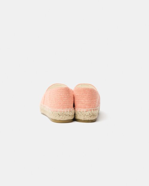 Chanel Light Orange Cotton Tweed Fabric and Grosgrain Espadrilles