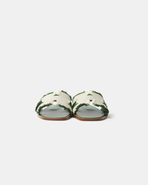 Hermès Oran Vert Toile H Sandals