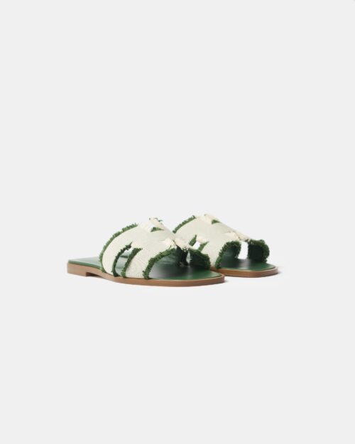 Hermès Oran Vert Toile H Sandals