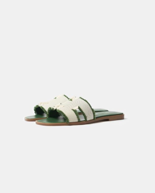 Hermès Oran Vert Toile H Sandals