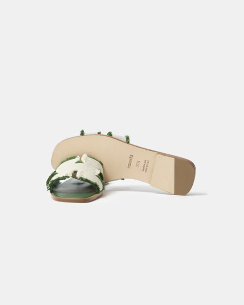 Hermès Oran Vert Toile H Sandals