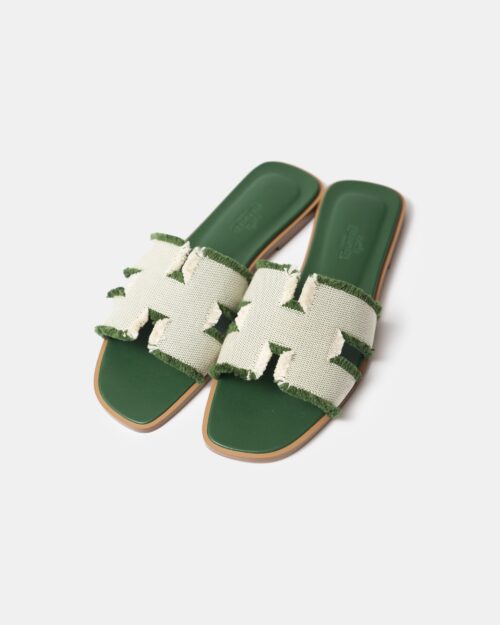 Hermès Oran Vert Toile H Sandals