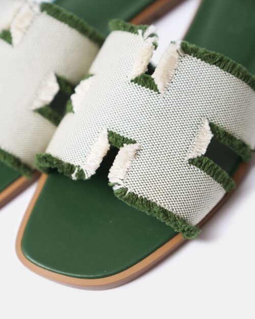 Hermès Oran Vert Toile H Sandals