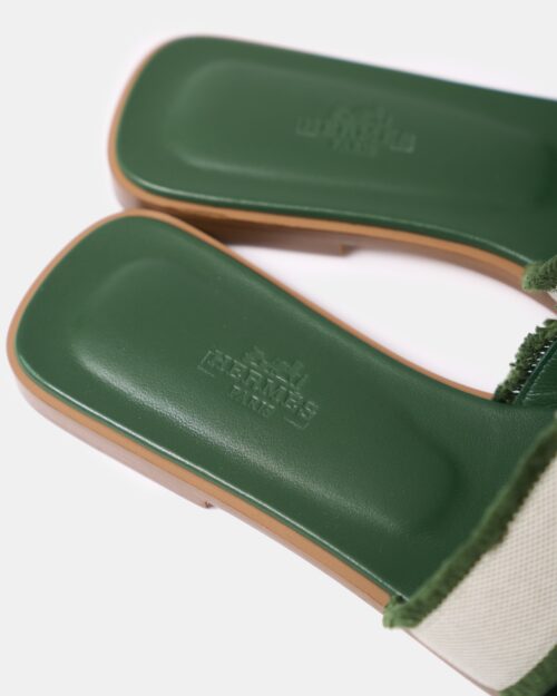 Hermès Oran Vert Toile H Sandals