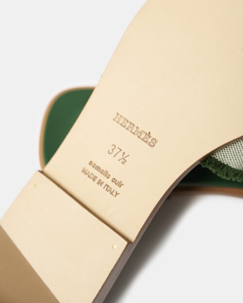 Hermès Oran Vert Toile H Sandals