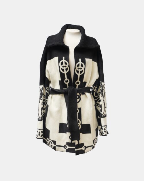 Hermès Cliquetis Black White Cashmere Coat