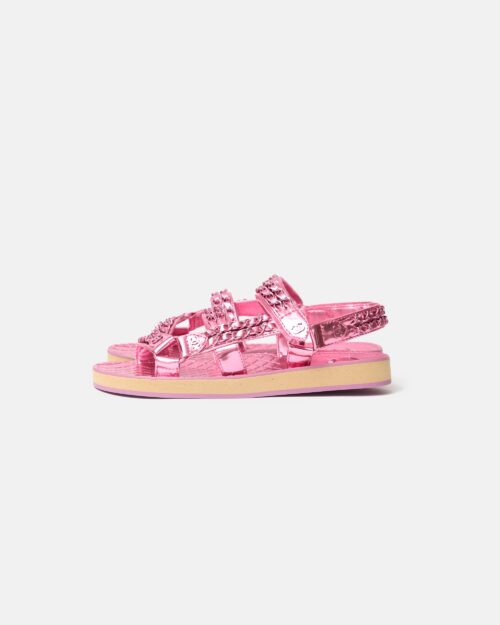 Chanel Pink Calfskin Chain Sandals