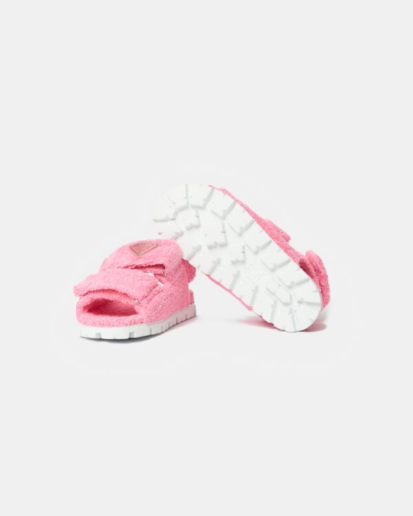 Prada Terry-Cloth Chunky Slingback Pink Sandals