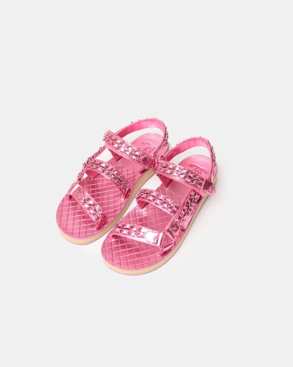 Chanel Pink Calfskin Chain Sandals
