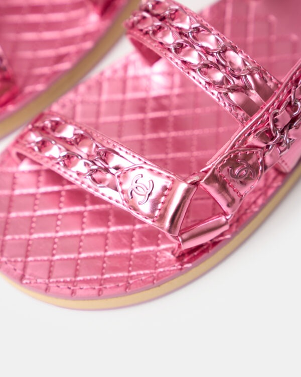 Chanel Pink Calfskin Chain Sandals