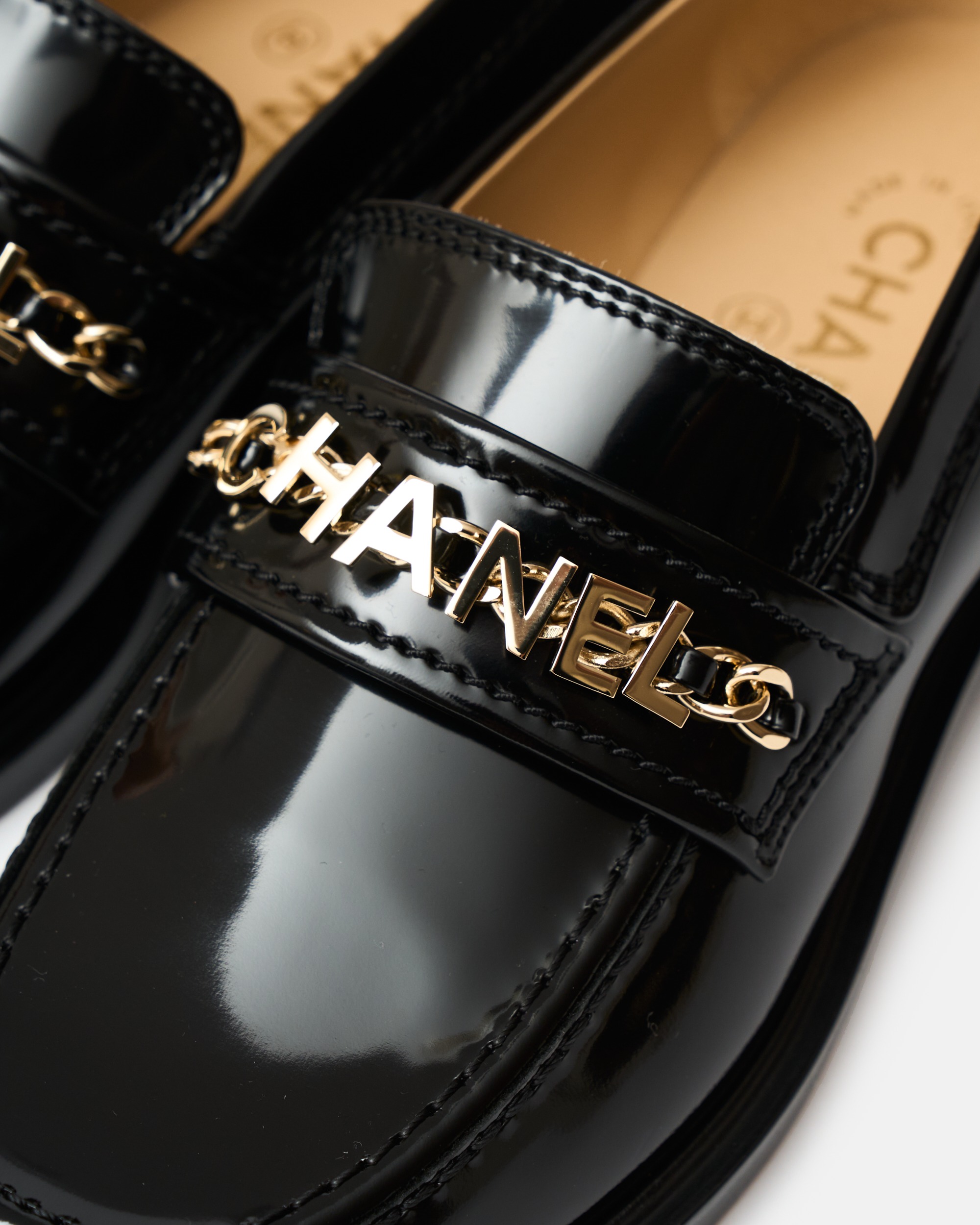 Chanel CC 55mm Loafers Black Shiny Calfskin